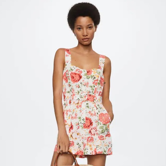 Mango Flower Short Jumpsuit 🌹 • Size Small - Picture 3 of 11